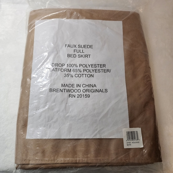 Pleated Bed Skirt Full Size Faux Suede Bark Taupe Brown 54" x 80" NWT - Picture 6 of 10
